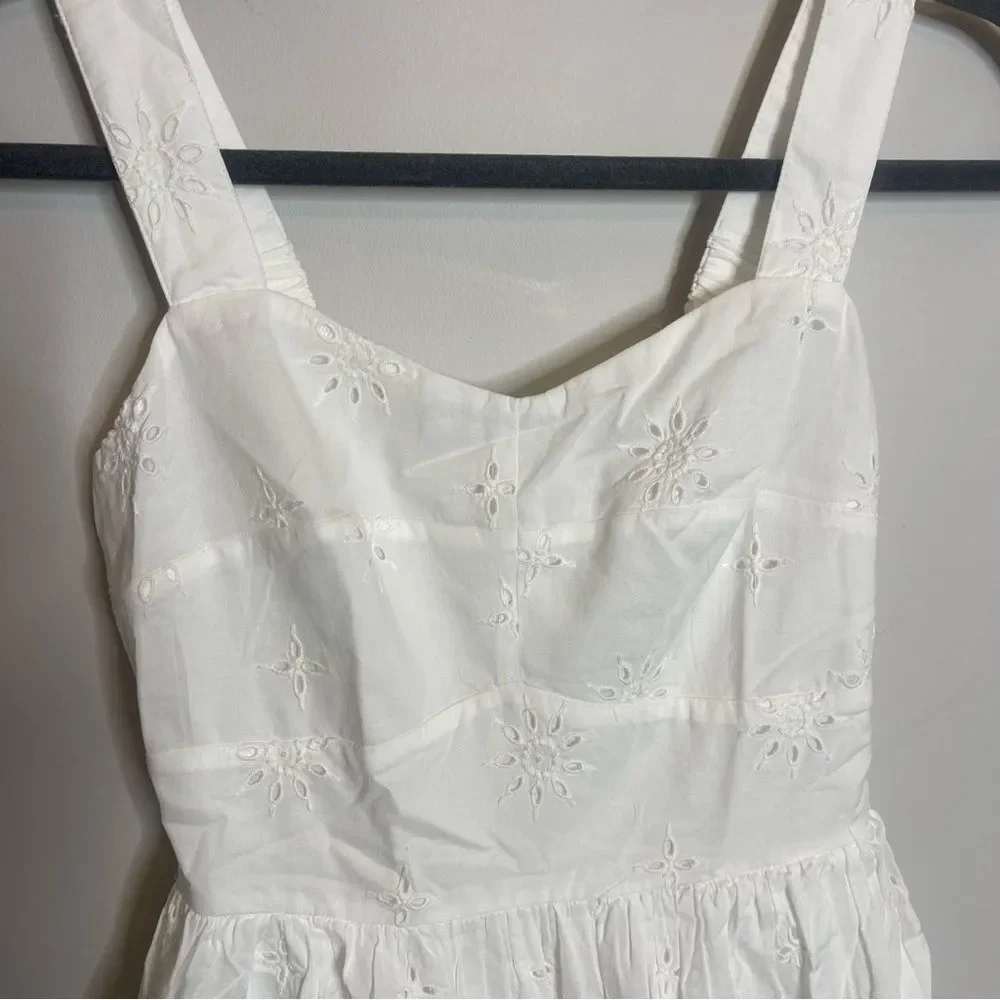 $148 J. Crew Factory Eyelet midi dress White NWT